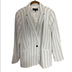 Talbots White Blazer with Black Pinstripes